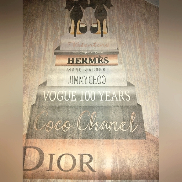 L@@K! NWD Large 16"x20" Wood Canvas~Book Stack Heels Pink Framed Giclee Art - Picture 13 of 13